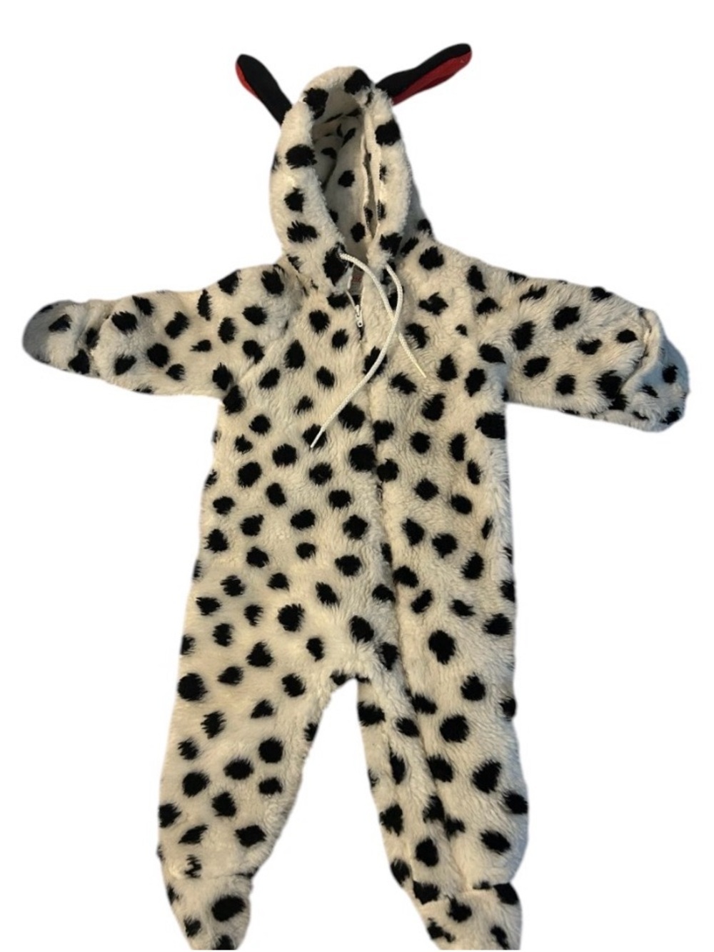 Vintage Plush Dalmatian Obion Hooded Baby One Piece - Black & White Costume